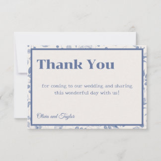 Carte De Remerciements Mariage Floral Aquarelle Bleu Poussiéreux