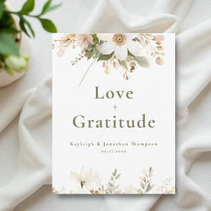 Carte De Remerciements Mariage floral aquarelle moderne blanc