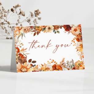 Carte De Remerciements Mariage Floral Automnal Élégant Rustique