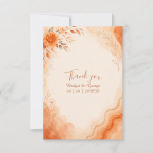Carte De Remerciements Mariage floral automnal en marbre d'agate au couch