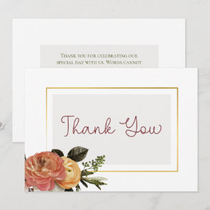 Carte De Remerciements Mariage Floral aux Fleurs de Pêcher Mimosa