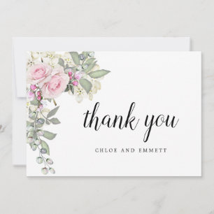 Carte De Remerciements Mariage floral blanc et blanc