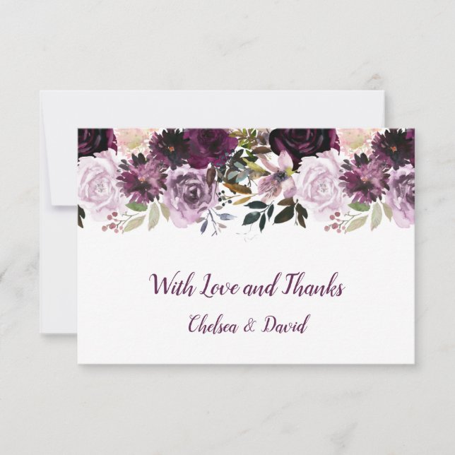 Carte De Remerciements Mariage floral blanc rose de lavande (Devant)