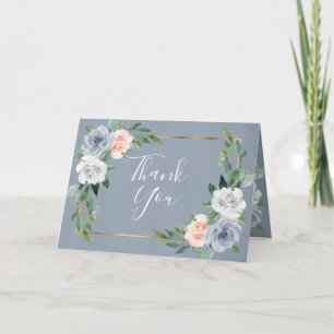 Carte De Remerciements Mariage floral bleu-bleu-bleu-blanc rose-rose
