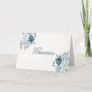 Carte De Remerciements Mariage Floral Bleu espagnol