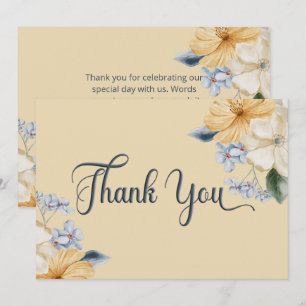 Carte De Remerciements Mariage floral bleu jaune et blanc