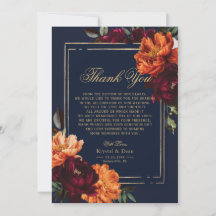 Mariage Floral Bordeaux Orange Marine Sombre