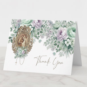 Carte De Remerciements Mariage floral catholique Mary & Joseph