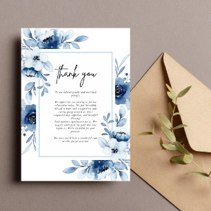 Carte De Remerciements Mariage Floral Champagne Ivoire Bleu Poussière Nav