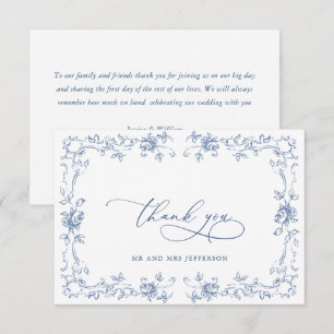 Carte De Remerciements Mariage Floral de la Renaissance