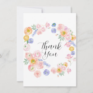 Carte De Remerciements Mariage floral de l'aquarelle de printemps