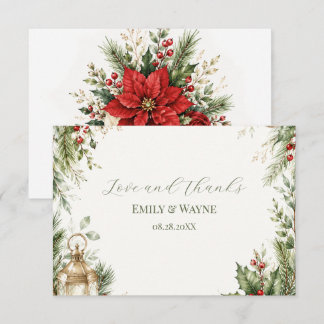 Carte De Remerciements Mariage Floral de Noël Élégant