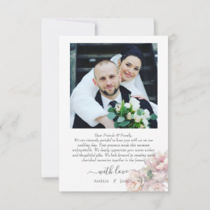 Carte De Remerciements Mariage floral de pivoine romantique