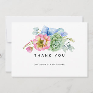 Carte De Remerciements Mariage Floral de Succulentes à la Mode