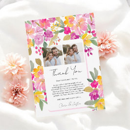 Carte De Remerciements Mariage floral d'été de printemps vibrant 3 photos