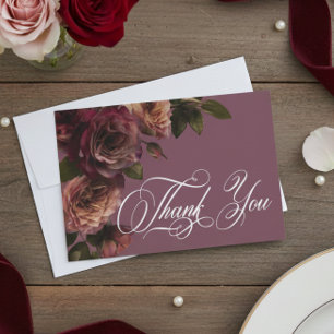 Carte De Remerciements Mariage Floral Élégant et Moody aux Teintes Rouill