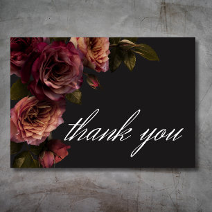 Carte De Remerciements Mariage Floral Élégant et Sombre aux Teintes Rouil