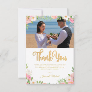 Carte De Remerciements Mariage Floral Élégant Rose Tulip Pink Photo