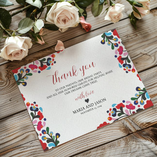 Carte De Remerciements Mariage Floral Floral Colorful