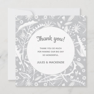 Carte De Remerciements Mariage floral gris moderne
