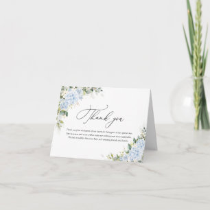 Carte De Remerciements Mariage Floral Hydrangea Bleue