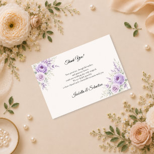 Carte De Remerciements Mariage Floral Lavande Élégant