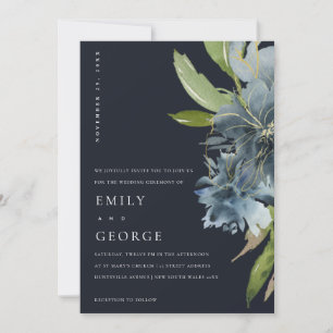 CARTE DE REMERCIEMENTS MARIAGE FLORAL MARITIME BLEU VERT