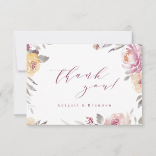 Carte De Remerciements Mariage floral mauve de jardin romantique