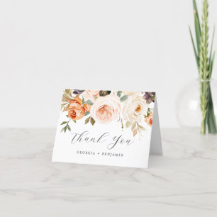 Carte de remerciements Mariage Floral Orange Autom