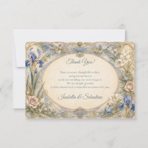 Carte De Remerciements Mariage Floral Romantique Art Nouveau Éthéré