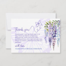 Carte De Remerciements Mariage floral romantique Lilac Wisteria & Butterf