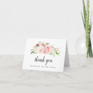Carte De Remerciements Mariage floral rose rustique