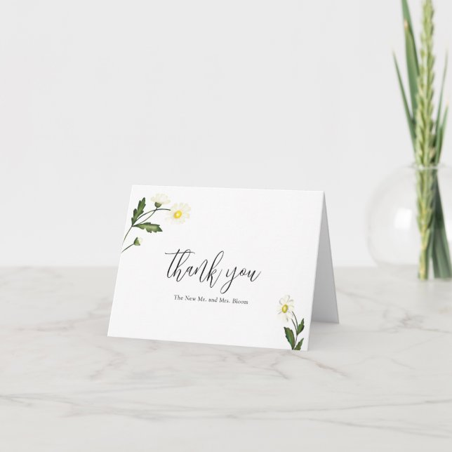 Carte De Remerciements Mariage floral rustique de marguerite blanche (Devant)