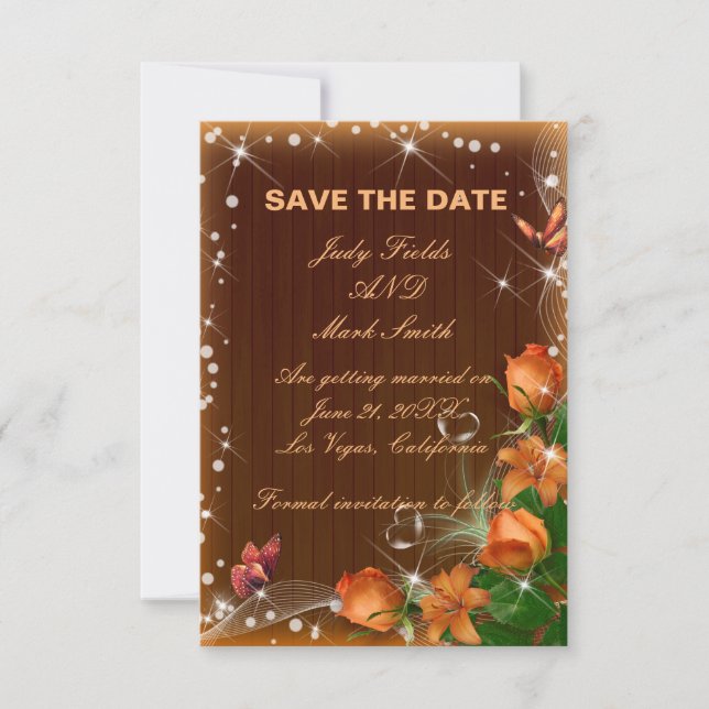 Carte De Remerciements Mariage Floral Rustique En Bois Sombre Enregistrer (Devant)