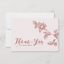 Carte De Remerciements Mariage floral rustique rose blanc