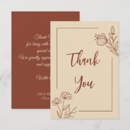 Carte De Remerciements Mariage floral simple en terre cuite