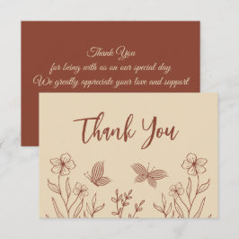 Carte De Remerciements Mariage floral simple en terre cuite