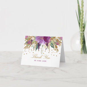 Carte de remerciements Mariage Floral Sparkling Am