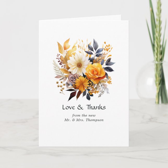 Carte De Remerciements Mariage floral sundial (Devant)