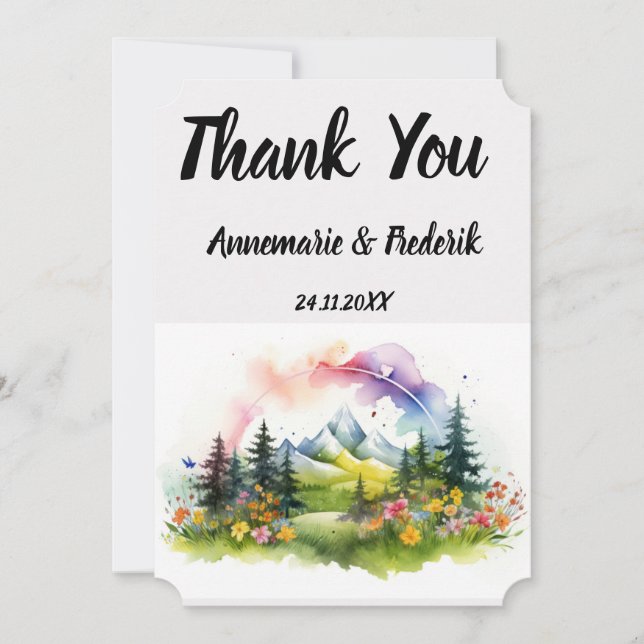 Carte De Remerciements Mariage floral Sundown Mountain (Devant)