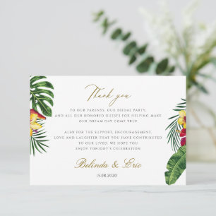 Carte de remerciements Mariage floral tropical