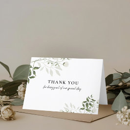 Carte De Remerciements Mariage floral vert et blanc Sage