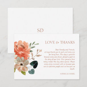 Carte de remerciements Mariage Floral Watercolor