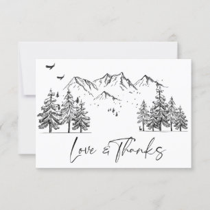 Carte De Remerciements Mariage forestier des montagnes à main