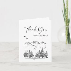 Carte De Remerciements Mariage forestier des montagnes à main
