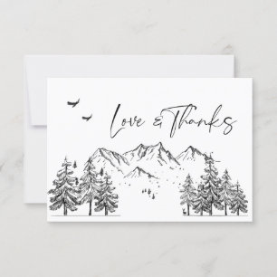 Carte De Remerciements Mariage forestier des montagnes à main