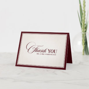 Carte De Remerciements Mariage Formel Luxueux Bourgogne Argent Ancien