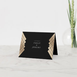 Carte de remerciements Mariage Gatsby d'or noir gé