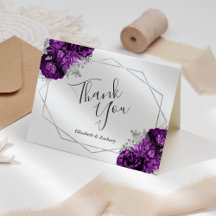 Mariage Géométrique Argent Blanc Floral Violet