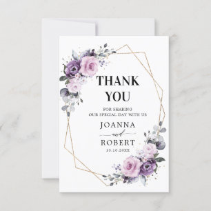 Carte De Remerciements Mariage géométrique aux nuances de fleurs de pourp
